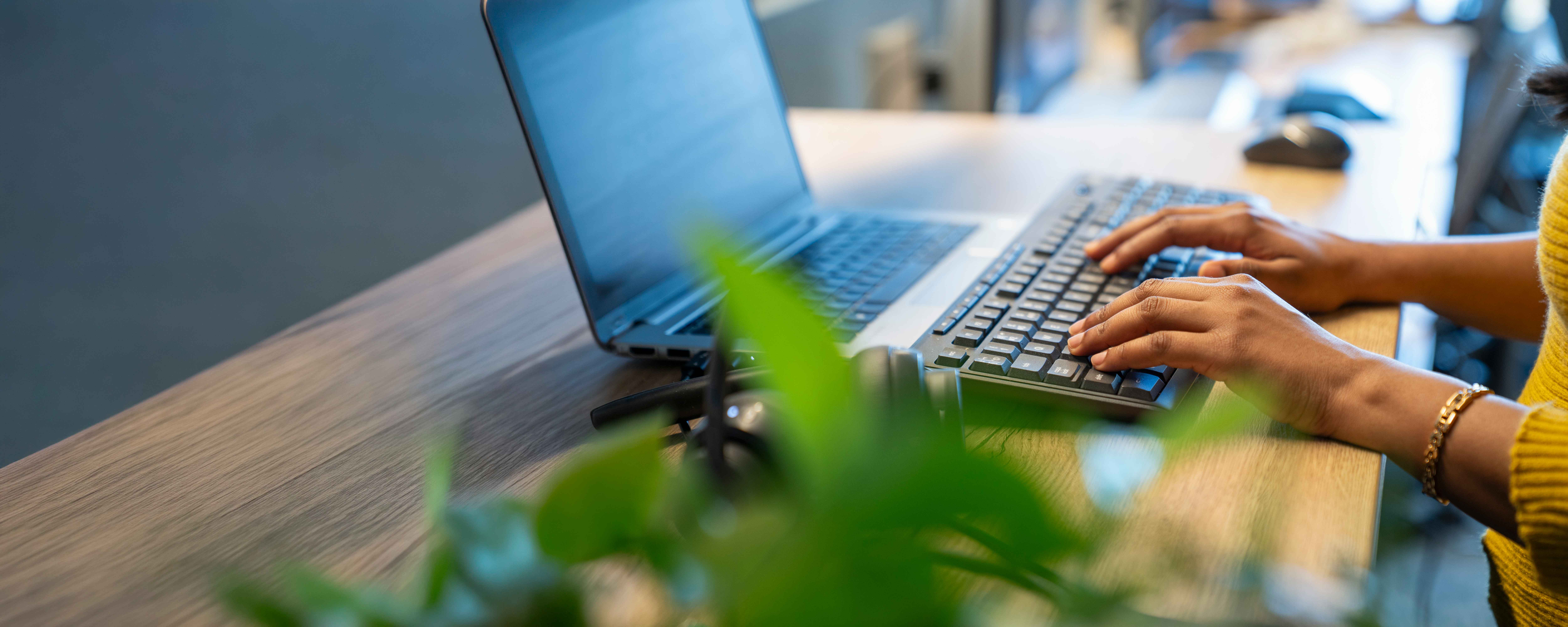 Liberty IT employee working in a modern office workspace